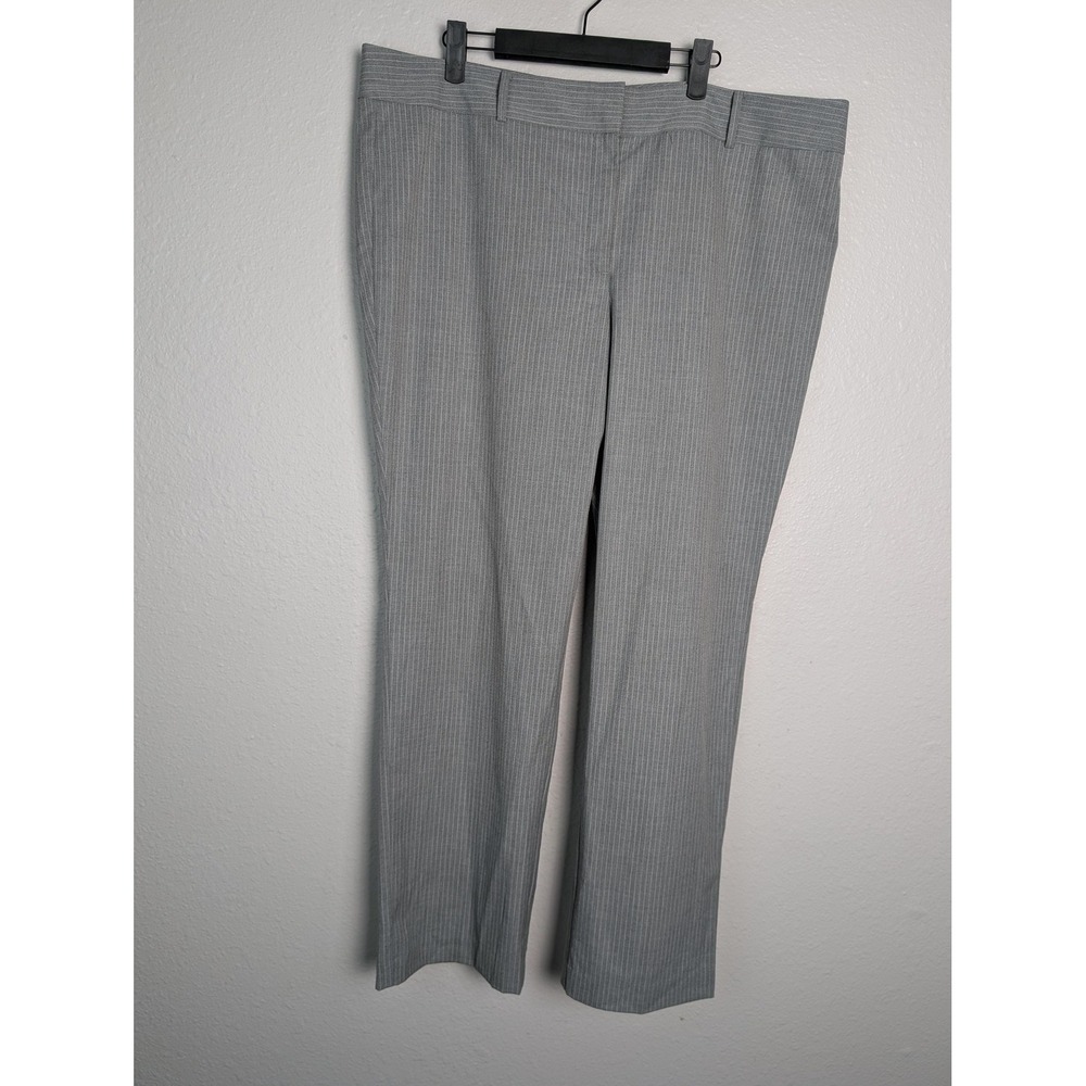 Signature Pants Womens 18 Gray Pinstripe Twill Dress Lined Stretch Pockets